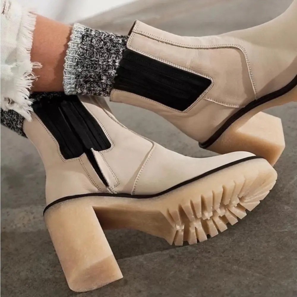 James Chelsea White Leather Boots - Free People